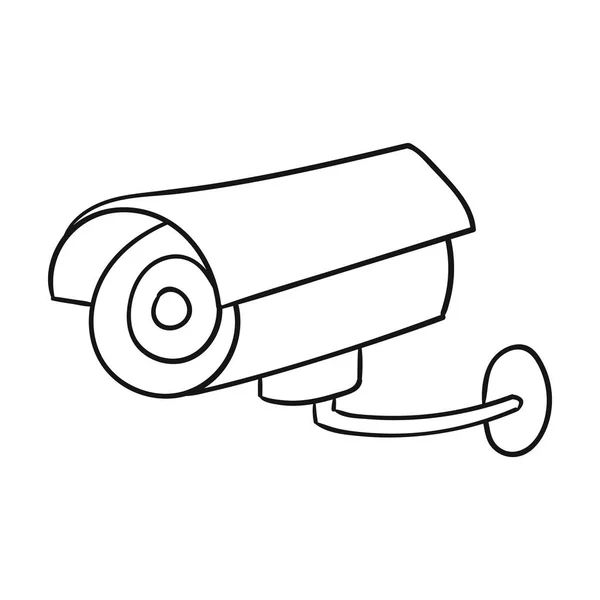 Security camera icon in outline style isolated on white background. Supermarket symbol stock vector illustration. — Stock Vector