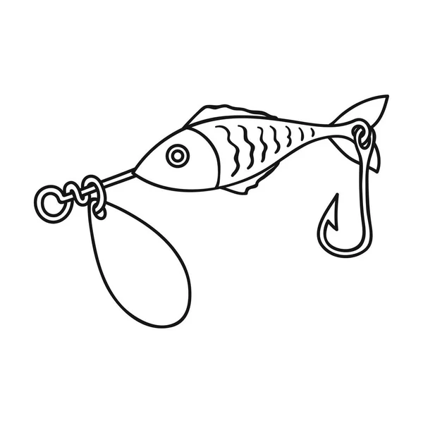 Icône appât de pêche dans le style de contour isolé sur fond blanc. Illustration vectorielle du stock de symboles de pêche . — Image vectorielle