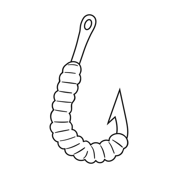 Σκουλήκι σε γάντζο εικονίδιο στο στυλ διάρθωσης που απομονώνονται σε λευκό φόντο. Εικονογράφηση διάνυσμα απόθεμα σύμβολο αλιείας. — Διανυσματικό Αρχείο