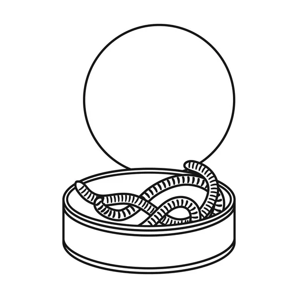 Tincan γεμάτο σκουλήκια εικονίδιο στο στυλ διάρθωσης που απομονώνονται σε λευκό φόντο. Εικονογράφηση διάνυσμα απόθεμα σύμβολο αλιείας. — Διανυσματικό Αρχείο