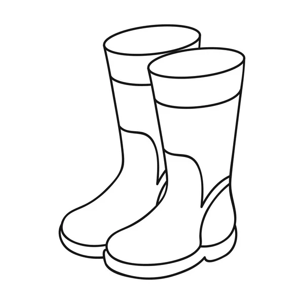 Bottes en caoutchouc icône dans le style de contour isolé sur fond blanc. Illustration vectorielle du stock de symboles de pêche . — Image vectorielle