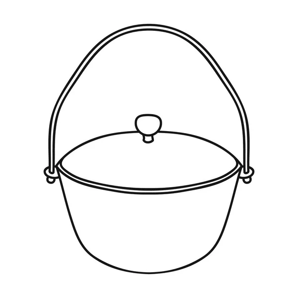 Ícone do pote de acampamento em estilo esboço isolado no fundo branco. Símbolo de pesca ilustração vetorial . —  Vetores de Stock