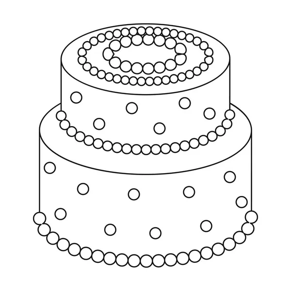 白い背景に分離されたアウトライン スタイルに黄色のドット アイコンが緑のケーキ。ケーキ シンボル株式ベクトル図. — ストックベクタ