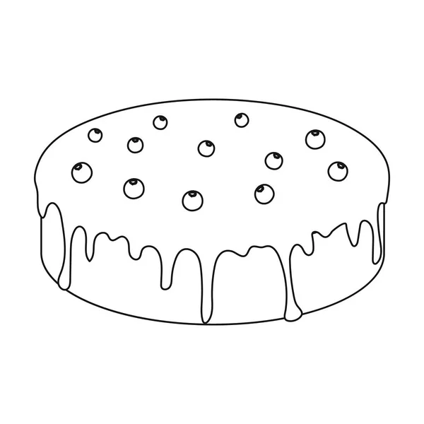 Blaubeerkuchen-Symbol im Umrissstil isoliert auf weißem Hintergrund. Kuchen Symbol Lager Vektor Illustration. — Stockvektor