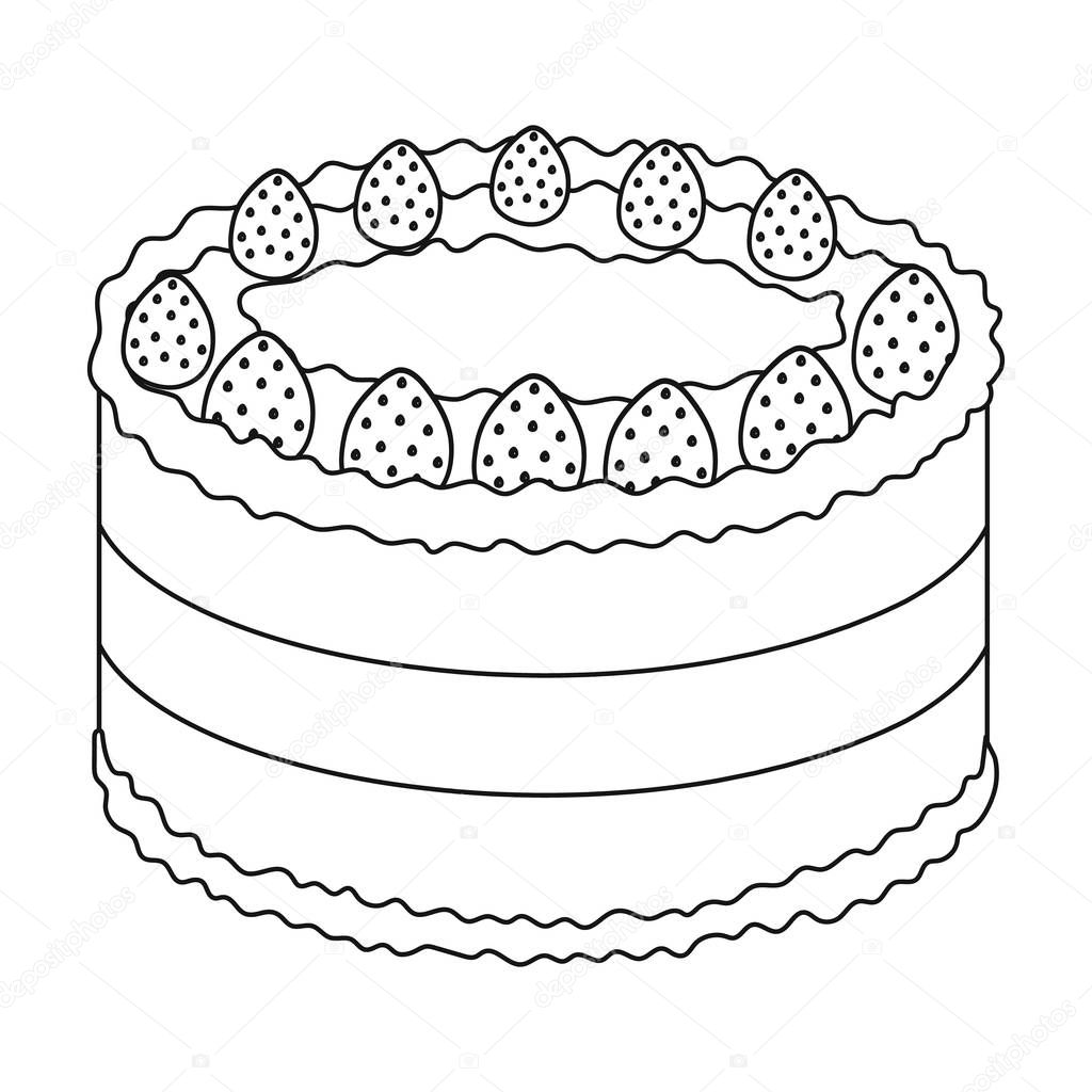Download Pastel de fresa de contorno estilo aislado sobre fondo ...
