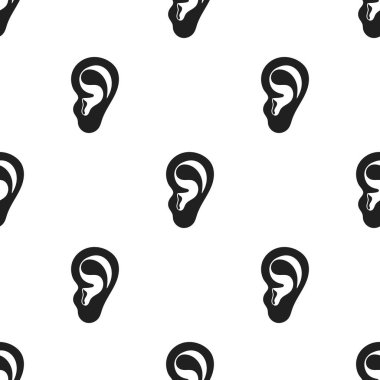 Kulak simge siyah stil beyaz arka plan üzerinde izole içinde. Vücut desen hisse senedi vektör çizim parçası.