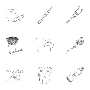 Diş Bakımı set simgeleri anahat stilinde. Diş Bakımı vektör simge stok çizim büyük toplama