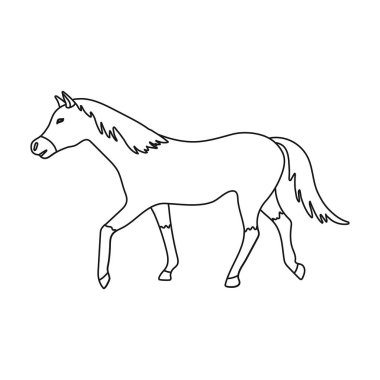 At simgesi beyaz arka plan üzerinde izole anahat tarzı. Hipodrom ve atın sembolü hisse senedi vektör çizim.