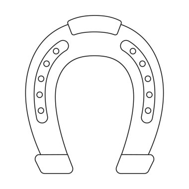 At nalı simgesi beyaz arka plan üzerinde izole anahat tarzı. Hipodrom ve atın sembolü hisse senedi vektör çizim.