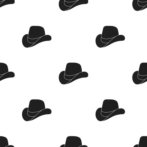 Cowboy hoed pictogram in zwarte stijl geïsoleerd op een witte achtergrond. Patriot dag patroon voorraad vectorillustratie. — Stockvector