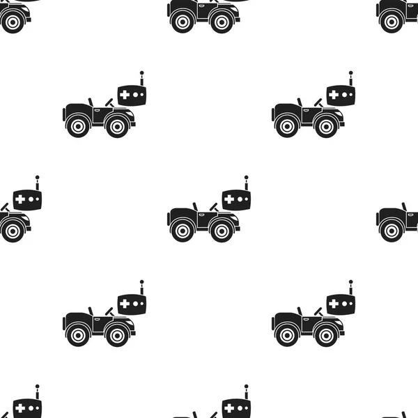Το εικονίδιο αυτοκίνητο RC σε μαύρο στυλ που απομονώνονται σε λευκό φόντο. Παίξτε Κήπος μοτίβο εικονογράφηση διάνυσμα απόθεμα. — Διανυσματικό Αρχείο