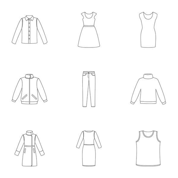 Clothes set icons in outline style. Big collection of clothes vector symbol stock illustration — Stock Vector