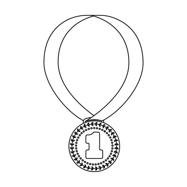 Χρυσό μετάλλιο για το ιππικό άθλημα εικονίδιο στο στυλ διάρθωσης που απομονώνονται σε λευκό φόντο. Ιππόδρομος και άλογο εικονογράφηση διάνυσμα απόθεμα σύμβολο. — Διανυσματικό Αρχείο
