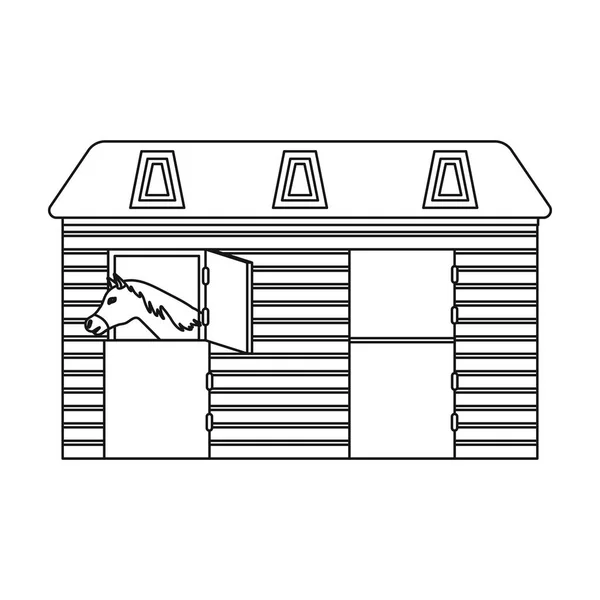 Icono de caballo estable en estilo de contorno aislado sobre fondo blanco. Hipódromo y caballo símbolo stock vector ilustración . — Vector de stock