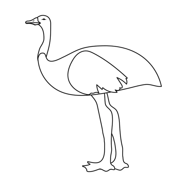 Icono de Emu en estilo de contorno aislado sobre fondo blanco. Australia símbolo stock vector ilustración . — Vector de stock