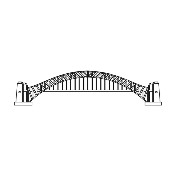 Sydney Harbour Bridge icono en estilo de contorno aislado sobre fondo blanco. Australia símbolo stock vector ilustración . — Vector de stock
