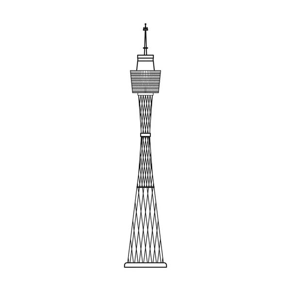 Sydney tower icon im umrissstil isoliert auf weißem hintergrund. australien symbol stock vektor illustration. — Stockvektor