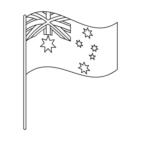 Иконка австралийского флага в стиле контура выделена на белом фоне. Австралийская векторная иллюстрация . — стоковый вектор