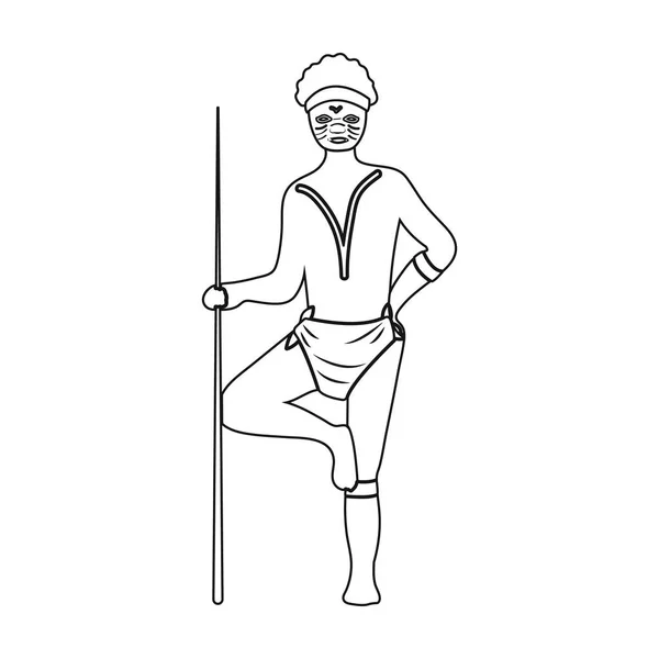 Icône aborigène astralienne en style contour isolé sur fond blanc. Australie symbole illustration vectorielle de stock . — Image vectorielle