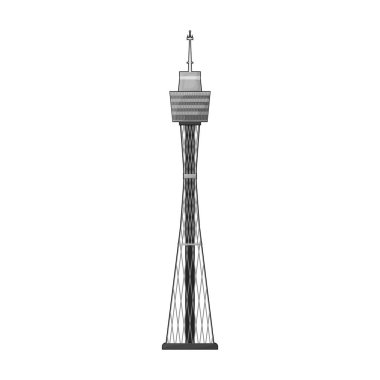 Sydney Tower simgesi beyaz arka plan üzerinde izole tek renkli tarzı. Avustralya sembol stok vektör çizim.
