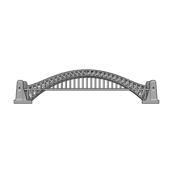 Sydney Harbour Bridge icono en estilo monocromo aislado sobre fondo blanco. Australia símbolo stock vector ilustración . — Vector de stock