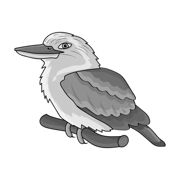 Kookaburra, siedząc na gałęzi ikony w stylu monochromatyczne na białym tle. Polska symbol Stockowa ilustracja wektorowa. — Wektor stockowy