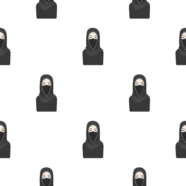 Icône Niqab en style dessin animé isolé sur fond blanc. Modèle de religion illustration vectorielle de stock . — Image vectorielle