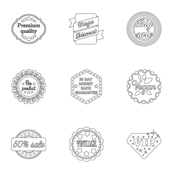 Conjunto de etiquetas ícones em estilo esboço. Grande coleção de etiqueta vetor símbolo estoque ilustração — Vetor de Stock