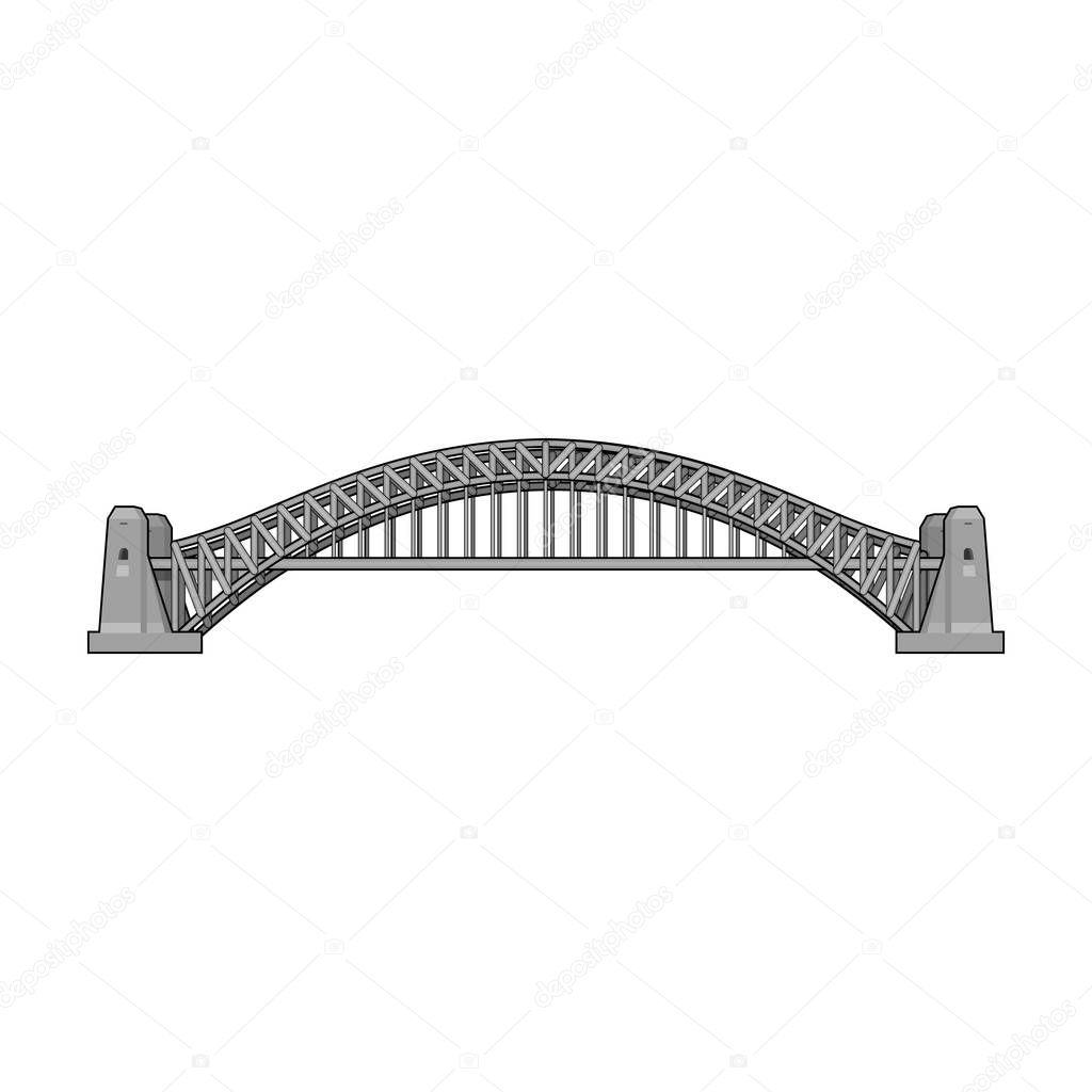 Sydney Harbour Bridge icon in monochrome style isolated on white background. Australia symbol stock vector illustration.