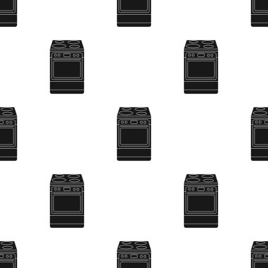 Mutfak soba simge siyah stil beyaz arka plan üzerinde izole içinde. Mutfak desen hisse senedi vektör çizim.