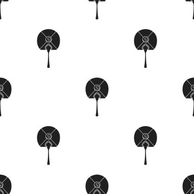 Kore el fan simgesi beyaz arka plan üzerinde izole Siyah tarzında. Güney Kore desen hisse senedi vektör çizim.