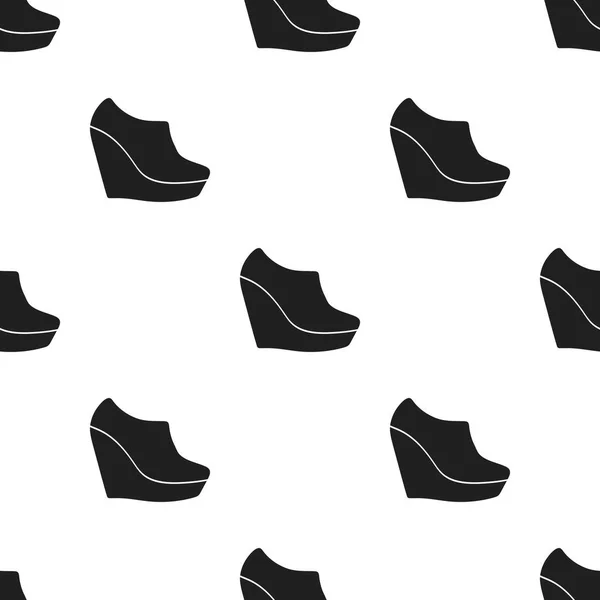 Botines de cuña icono en estilo negro aislado sobre fondo blanco. Zapatos patrón stock vector ilustración . — Archivo Imágenes Vectoriales