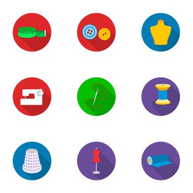 Atelie simgeler düz stil ayarlayın. Atelie vektör simge stok çizim büyük toplama