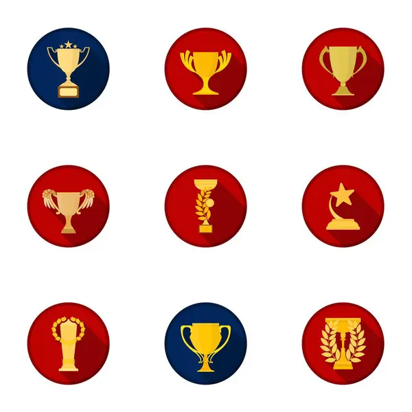 Copa del ganador establece iconos en estilo de dibujos animados. Gran colección de la taza ganadora vector símbolo stock ilustración — Vector de stock