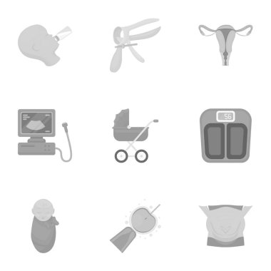 Gebelik, tek renkli bir tarzda Icons set. Gebelik vektör simge stok çizim büyük toplama