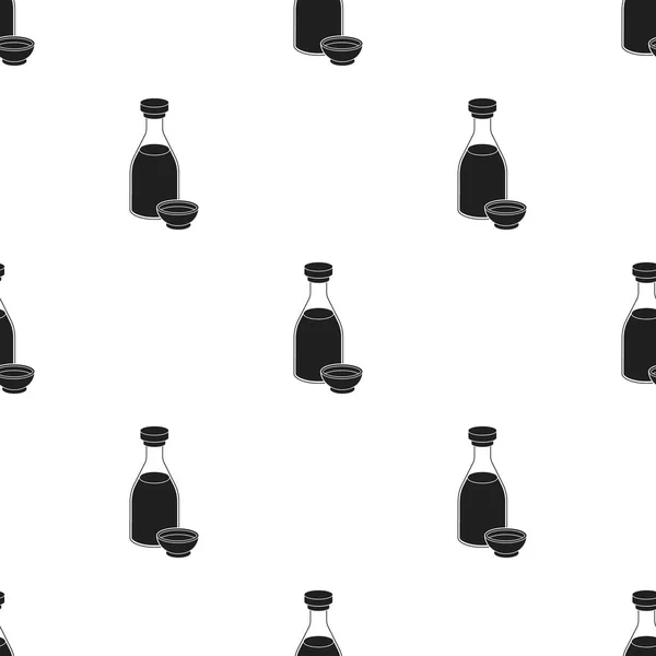 Sojasaus pictogram in zwarte stijl geïsoleerd op een witte achtergrond. Sushi patroon voorraad vectorillustratie. — Stockvector
