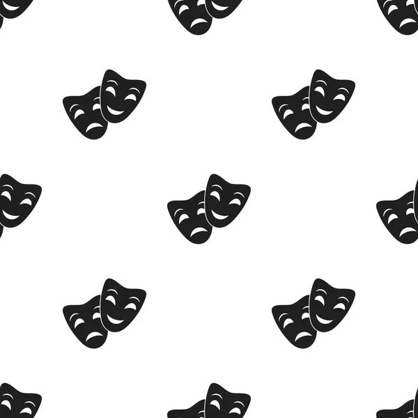 Ikona maski teatru w stylu czarno na białym tle. Teatru wzór Stockowa ilustracja wektorowa — Wektor stockowy