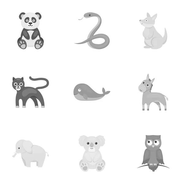 Tiere setzen Ikonen im monochromen Stil. große Sammlung von Tieren Vektor Symbol Stock Illustration — Stockvektor