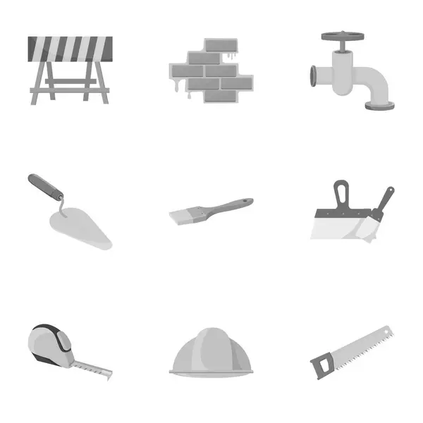 Construir y reparar iconos establecidos en estilo monocromo. Gran colección de construcción y reparación vector símbolo stock ilustración — Archivo Imágenes Vectoriales