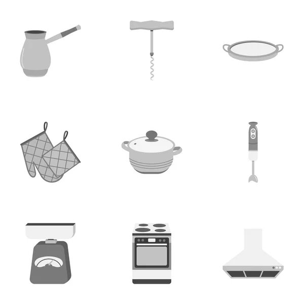 Conjunto de ícones de cozinha em estilo monocromático. Grande coleção de cozinha vetor símbolo estoque ilustração — Vetor de Stock