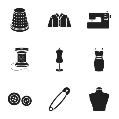 Atelie simgeler siyah tarzında ayarlayın. Atelie vektör simge stok çizim büyük toplama