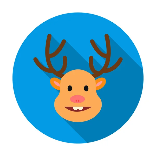 Christmas reindeer with red nose icon in flat style isolated on white background. Christmas Day symbol stock vector illustration. — Stock Vector