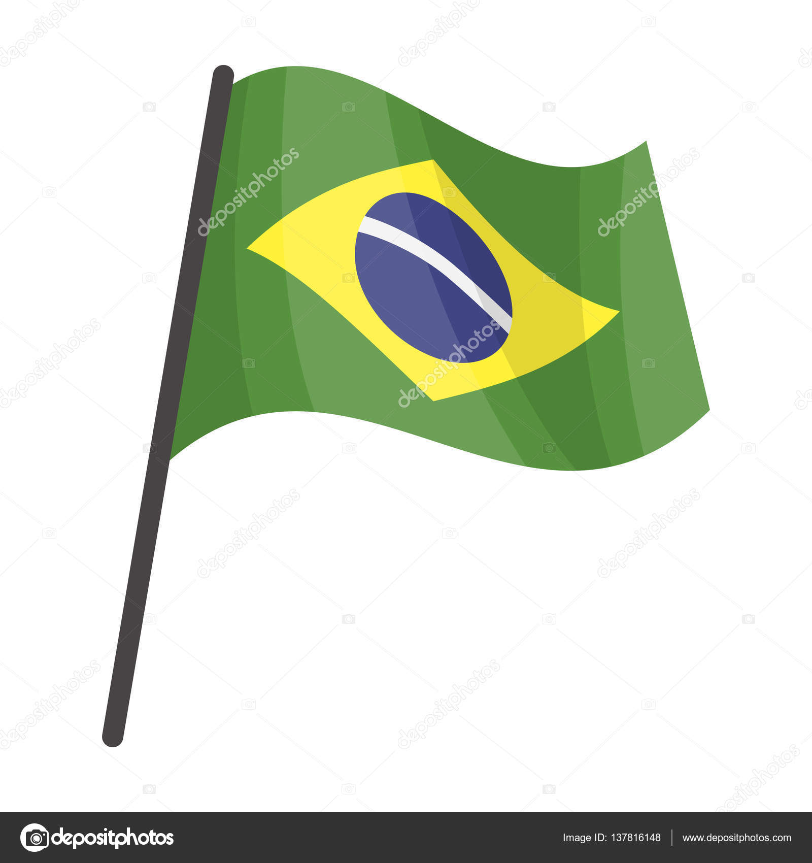 Bandeira do ícone do Brasil em estilo cartoon, isolado no ...