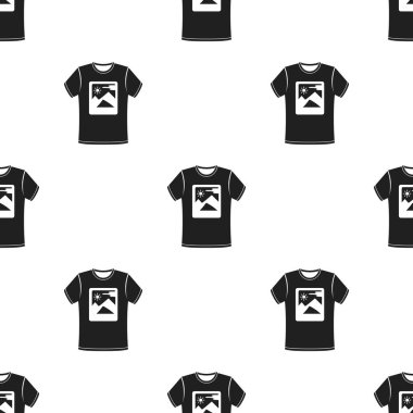 T-shirt simge siyah stil beyaz arka plan üzerinde izole içinde. Tipografi desen hisse senedi vektör çizim.