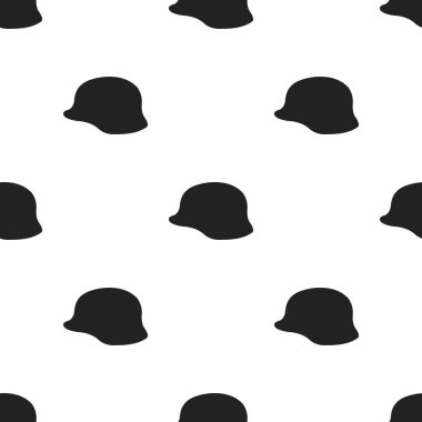 Askeri kask simge siyah stil beyaz arka plan üzerinde izole içinde. Silah desen hisse senedi vektör çizim.