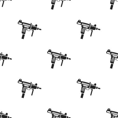 Uzi silah simge siyah stil beyaz arka plan üzerinde izole içinde. Silah desen hisse senedi vektör çizim.