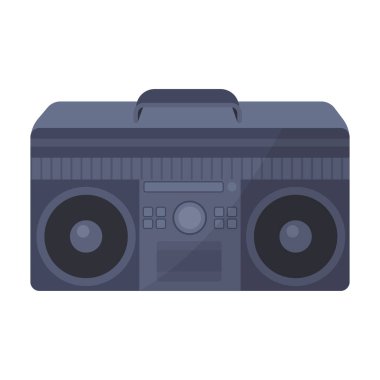 Boombox simgesi beyaz arka plan üzerinde izole karikatür tarzı. Hippi tarzı sembol stok vektör çizim.
