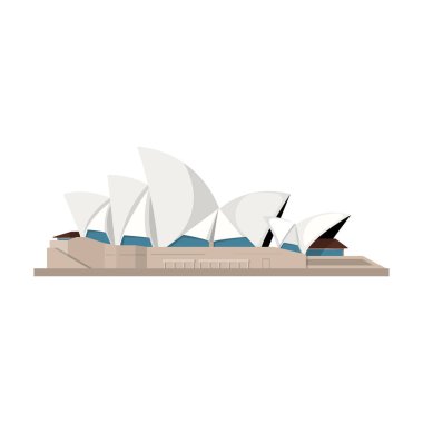 Sidney Opera Evi simgesi beyaz arka plan üzerinde izole karikatür tarzı. Ülkeler sembol stok vektör çizim.