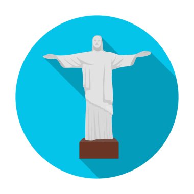 Beyaz arka plan üzerinde düz stil Redeemer simgesinde izole İsa. Brezilya ülke sembol stok vektör çizim.