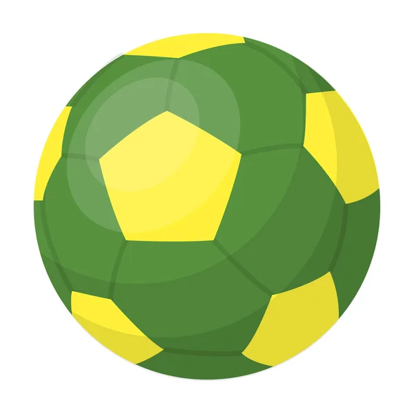 Green soccer ball icon in cartoon style isolated on white background. Brazil country symbol stock vector illustration. — Stock Vector